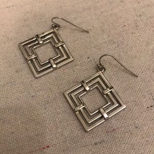 Sterling Silver Diamond Shaped Drop Earrings